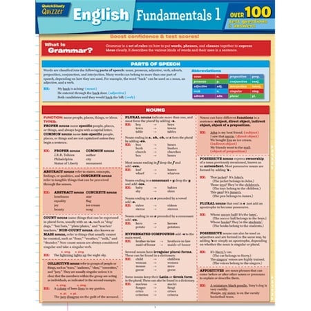 English Fundamentals 1 Quizzer Quickstudy Easel